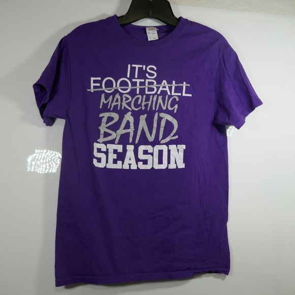 It's (football) Marching Band Season T-Shirt Short Sleeve Crewneck Purple Small - Picture 2 of 6